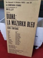 Manifesto teatro d'epoca del Teatro Filodrammatici di Milano, opera 'Diana: la Mazurka Bleu' del 1978.