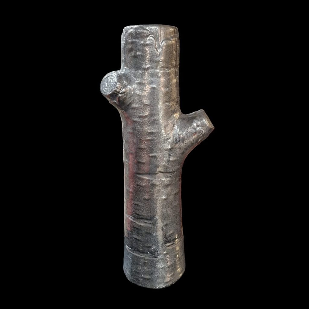 40313.jpg Vaso in ceramica a forma di tronco di betulla argentato