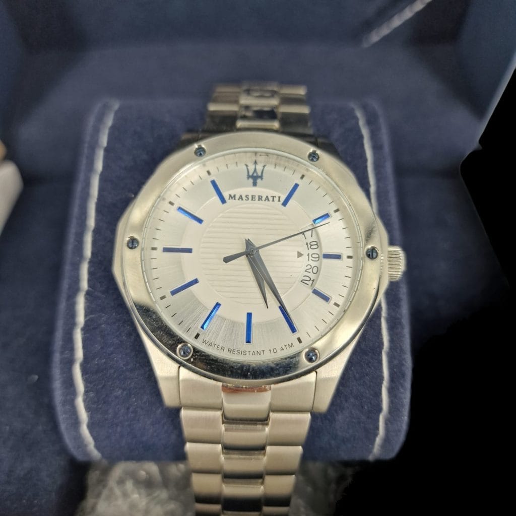 Orologio da uomo Maserati al quarzo con cinturino in acciaio e scatola originale