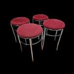 Sgabello in acciaio inox con seduta rossa