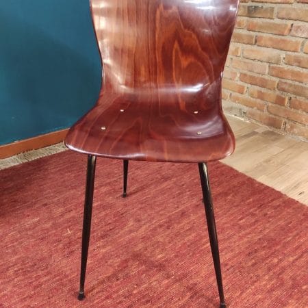 Sedia Pagholz 15074 in legno curvato con struttura in acciaio, originale anni ’50