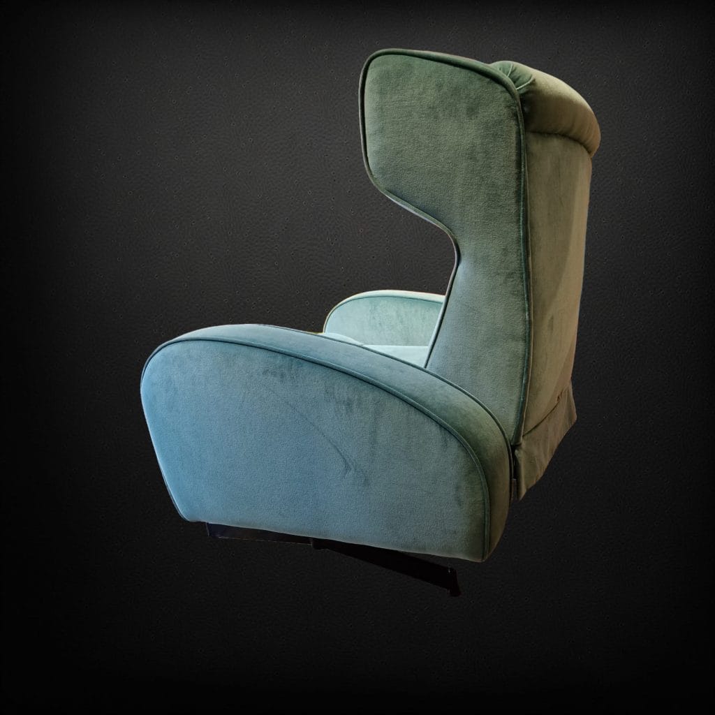 poltrona vintage recliner anni '50 in velluto verde Brevetti Degli-Esposti