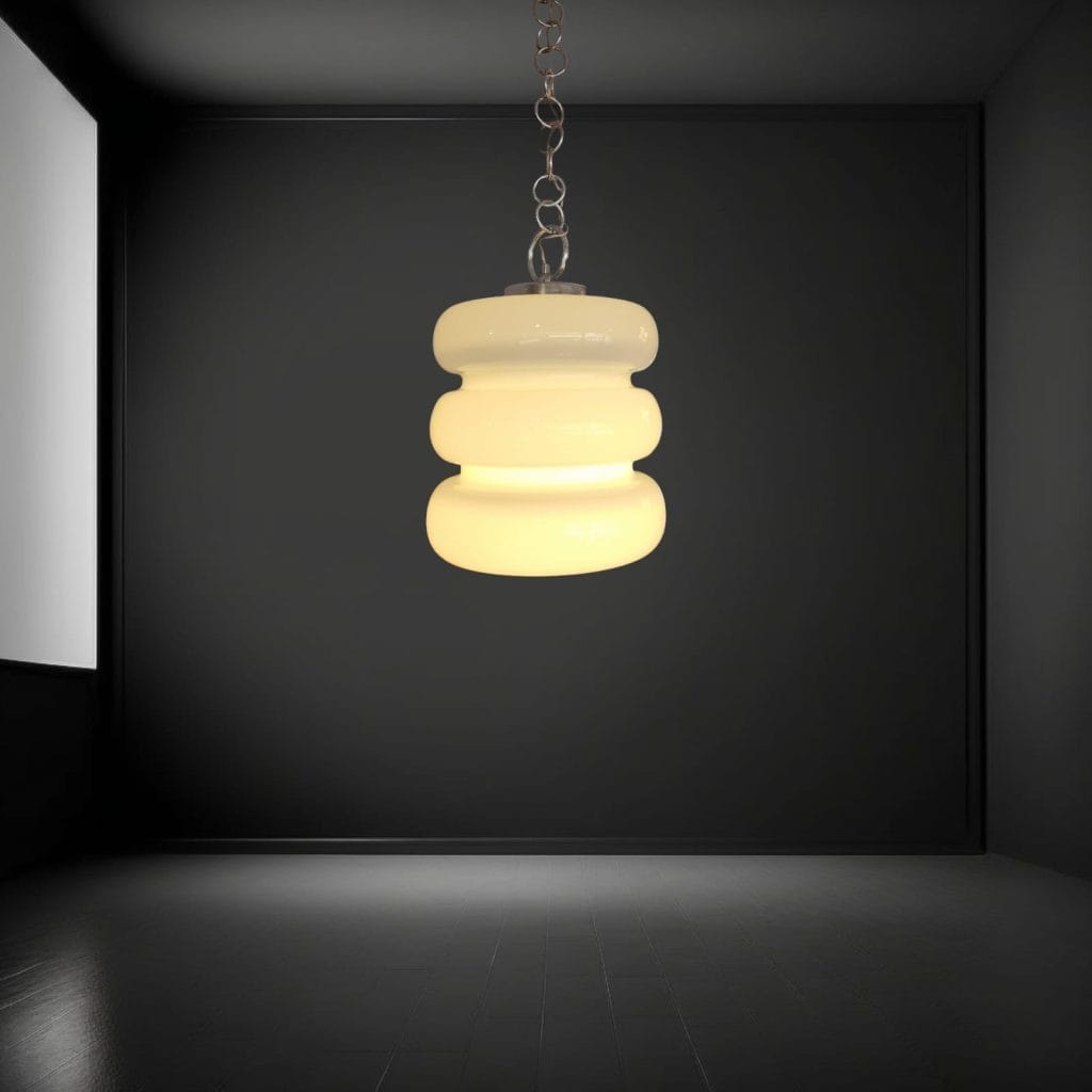 40400.jpg Lampadario vintage anni ’60 in vetro di Murano con catena in acciaio