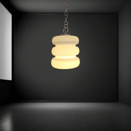 Lampadario vintage anni ’60 in vetro di Murano con catena in acciaio