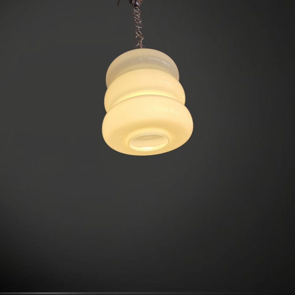 Lampadario vintage anni ’60 in vetro di Murano con catena in acciaio
