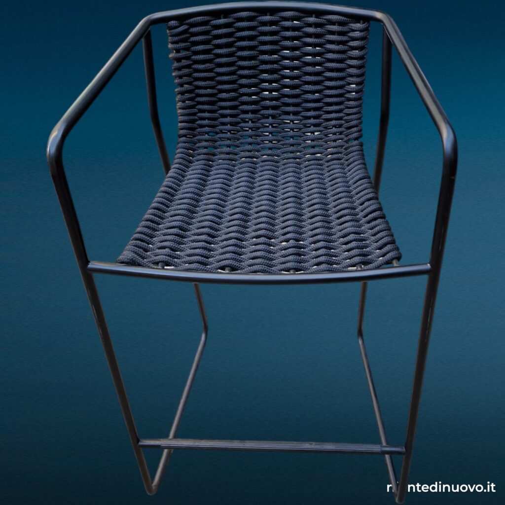 Sgabello Randa Arrmet in acciaio e corda nautica - design LucidiPevere