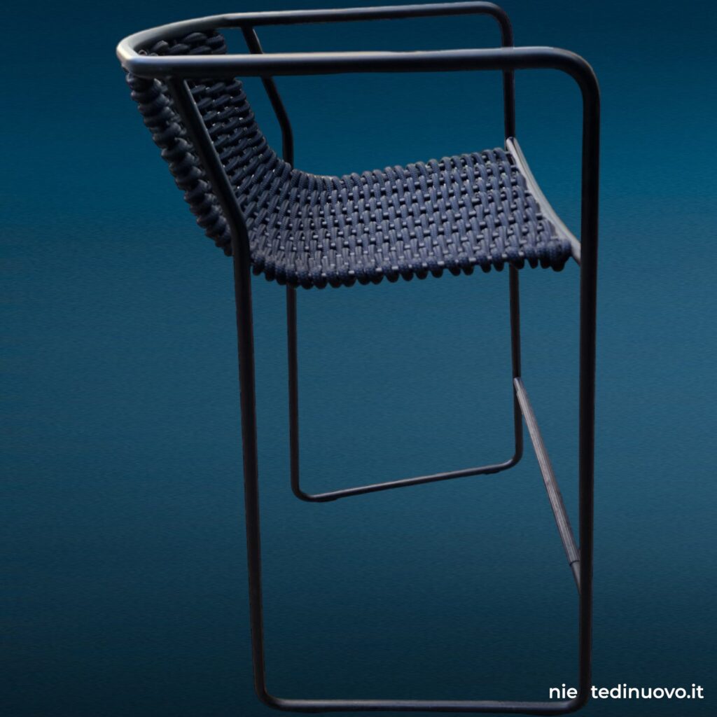 Sgabello Randa Arrmet in acciaio e corda nautica - design LucidiPevere