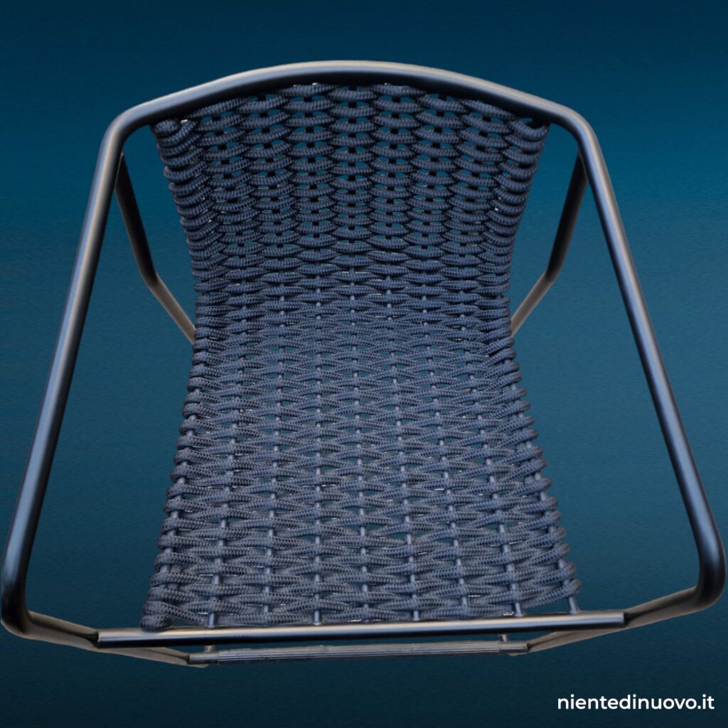 Sgabello Randa Arrmet in acciaio e corda nautica - design LucidiPevere