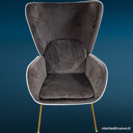 Poltrona in velluto marrone con gambe dorate Brownie