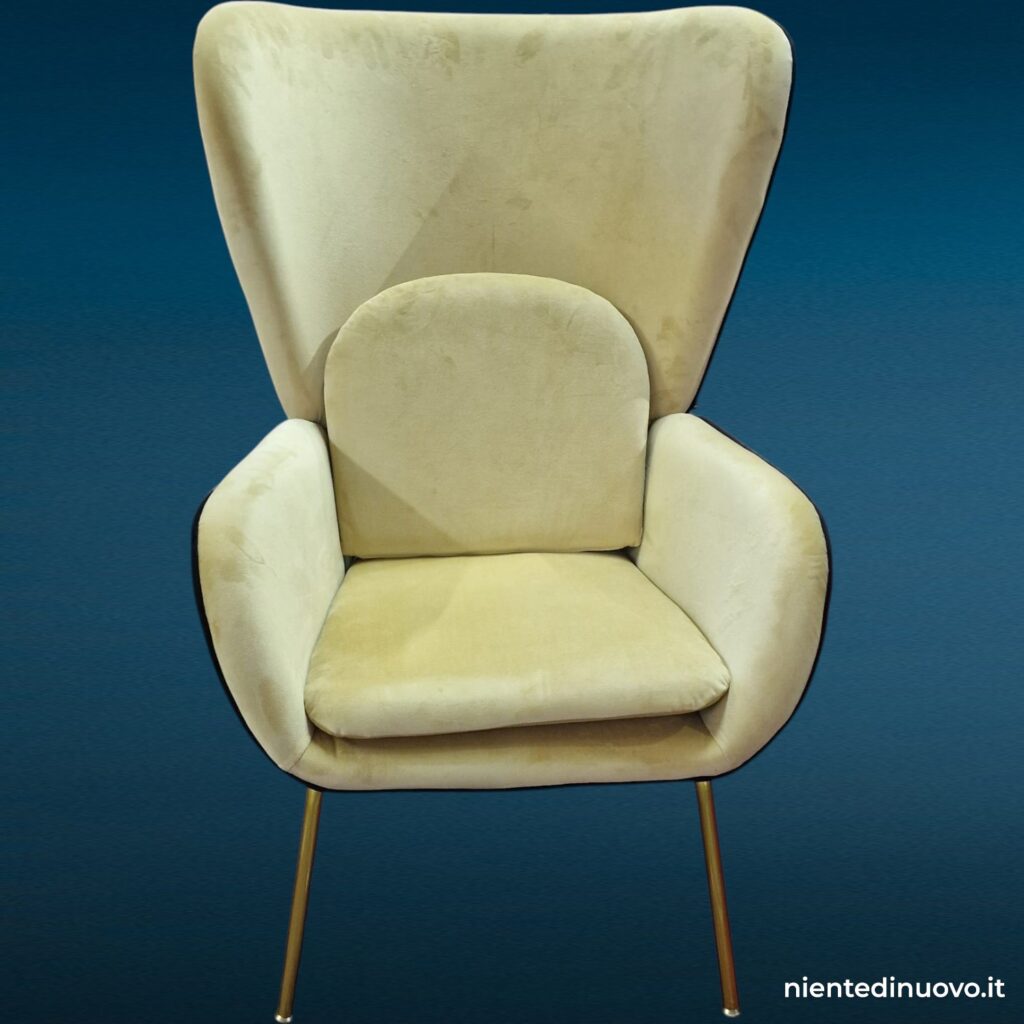 Poltrona Living Sand in velluto color sabbia