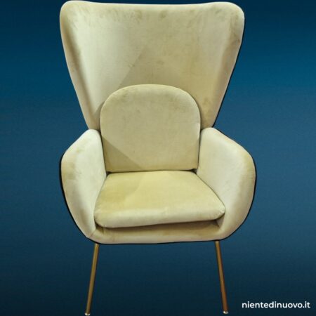 Poltrona Living Sand in velluto color sabbia