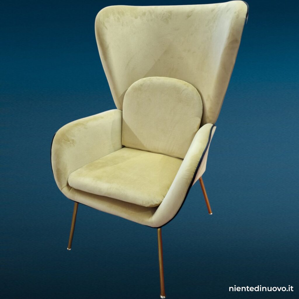 Poltrona Living Sand in velluto color sabbia