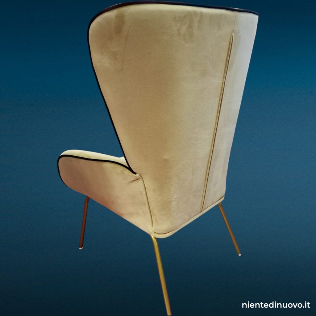 Poltrona Living Sand in velluto color sabbia