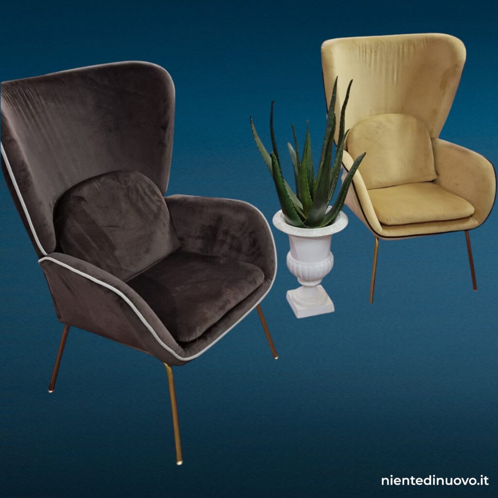 Poltrona Living Sand in velluto color sabbia