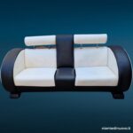 40480_5 Divano Happy Days, divano vintage bicolore in similpelle bianco e nero (due posti)