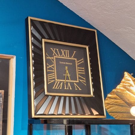 Orologio inglese Black and Gold - orologio da parete rettangolare nero e oro