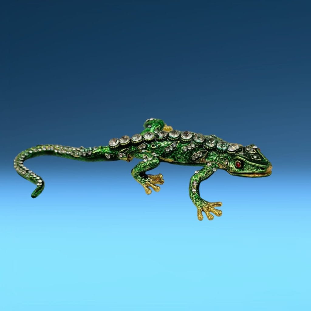 04514.jpg Geko portagioie in metallo con scatola