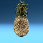 Ananas portagioie in metallo dorato con brillantini e scatola