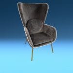 Poltrona in velluto marrone con gambe dorate Brownie