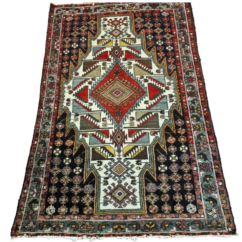 40566.jpg Tappeto Mazlagan vintage persiano annodato a mano con medaglione centrale
