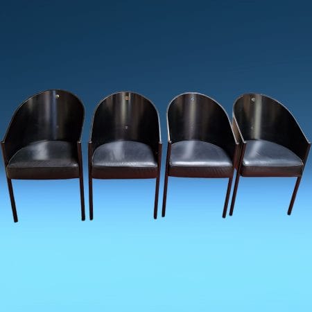 Poltroncina Costes Driade vintage originale in legno e pelle, design Philippe Starck