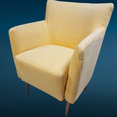 Poltroncina imbottita Somaschini sfoderabile disponibile in blu e giallo