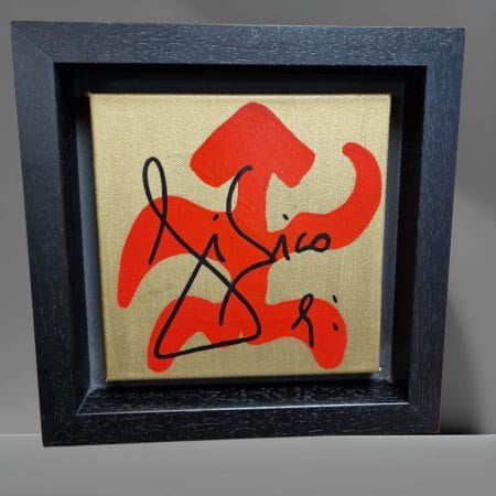 Opera "Fisico è" di Marco Nereo Rotelli, dipinto autentico su tela 20x20 cm
