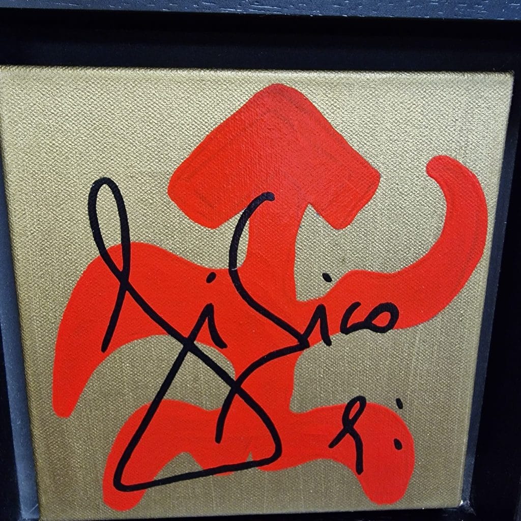 Opera "Fisico è" di Marco Nereo Rotelli, dipinto autentico su tela 20x20 cm