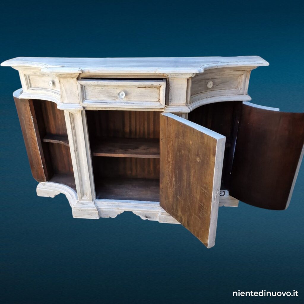 Credenza in legno decapato stile provenzale, 3 ante e cassetto