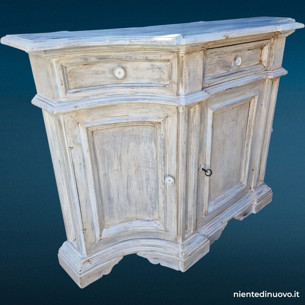 Credenza in legno decapato stile provenzale, 3 ante e cassetto
