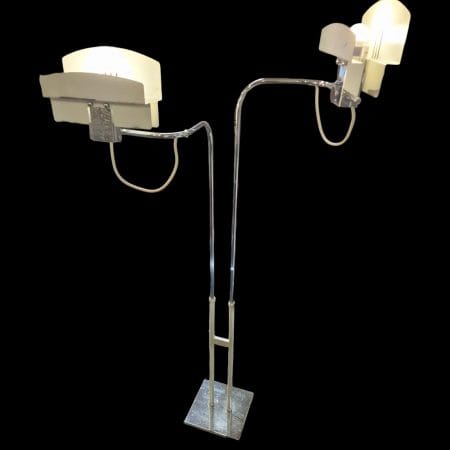 lampada piantana vintage anni 70 con doppia accensione e diffusori in metallo