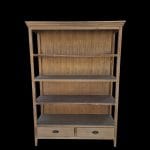 Mobile libreria in legno con scaffali aperti e cassetti