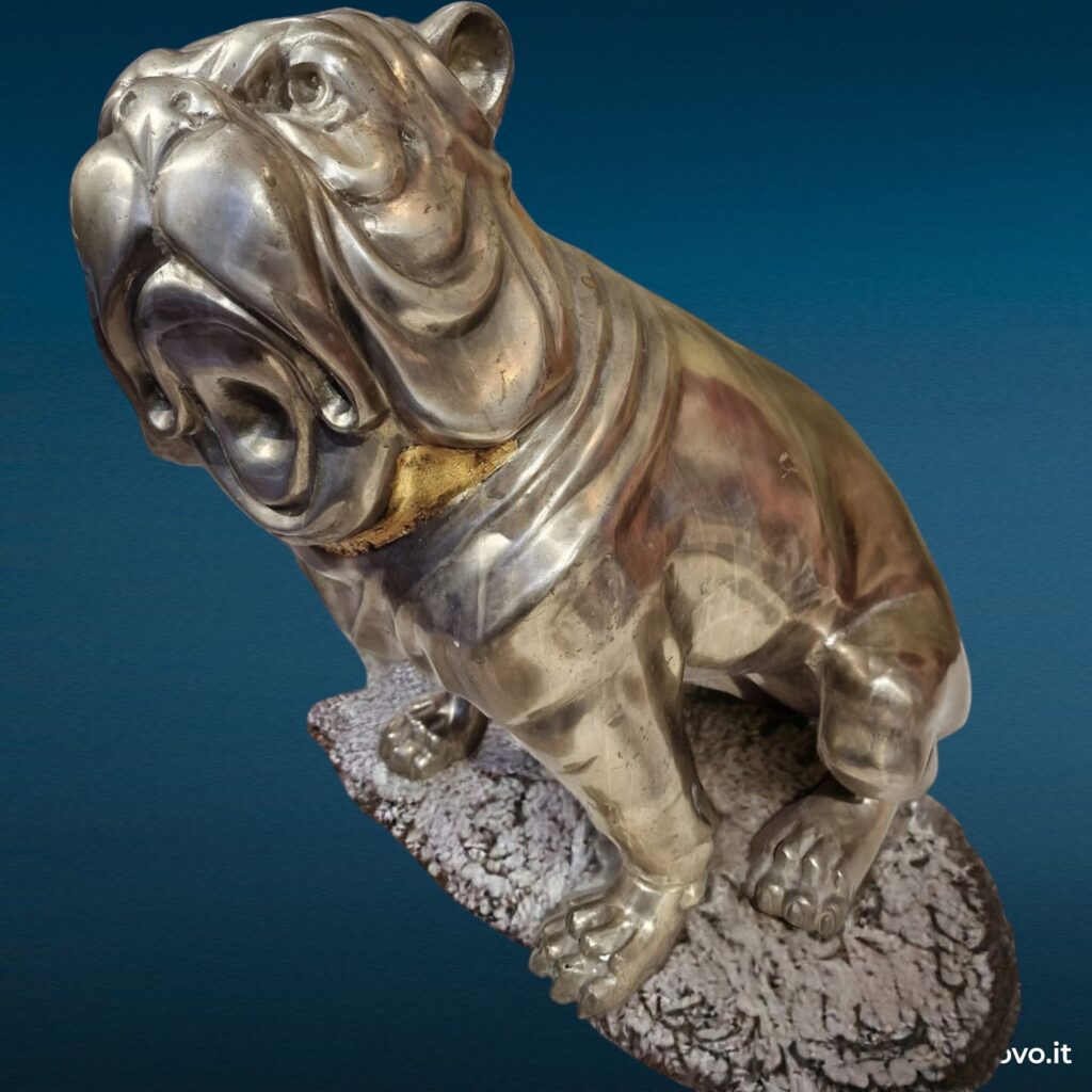40807 Scultura bulldog in acciaio vintage