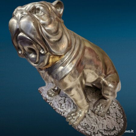 Scultura bulldog in acciaio vintage