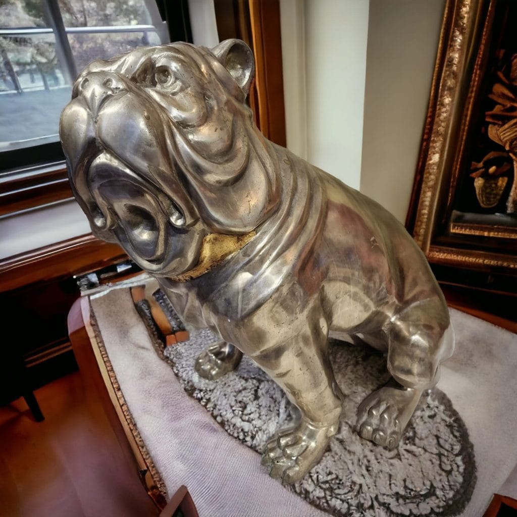 40807.jpg Scultura bulldog in acciaio vintage