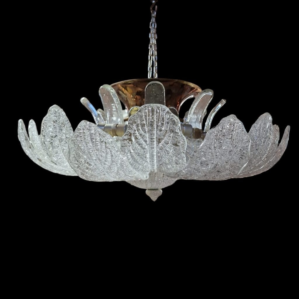 Lampadario soffitto Rex Barovier e Toso grande in cristallo di Murano