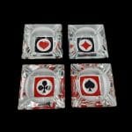 Set di 4 posacenere in vetro con semi di carte da gioco (vintage)