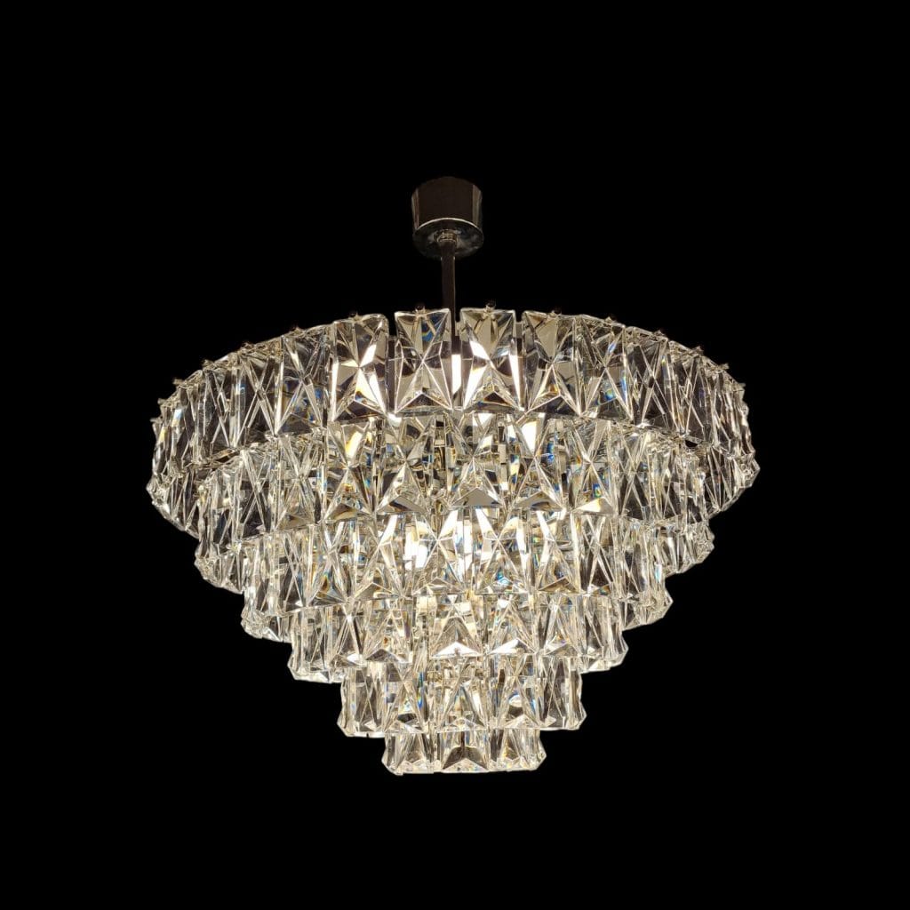 Lampadario vintage in cristallo Kinkeldey anni '60 restaurato