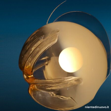 Piantana vintage anni ’70 con diffusori in vetro caramellato e base in marmo