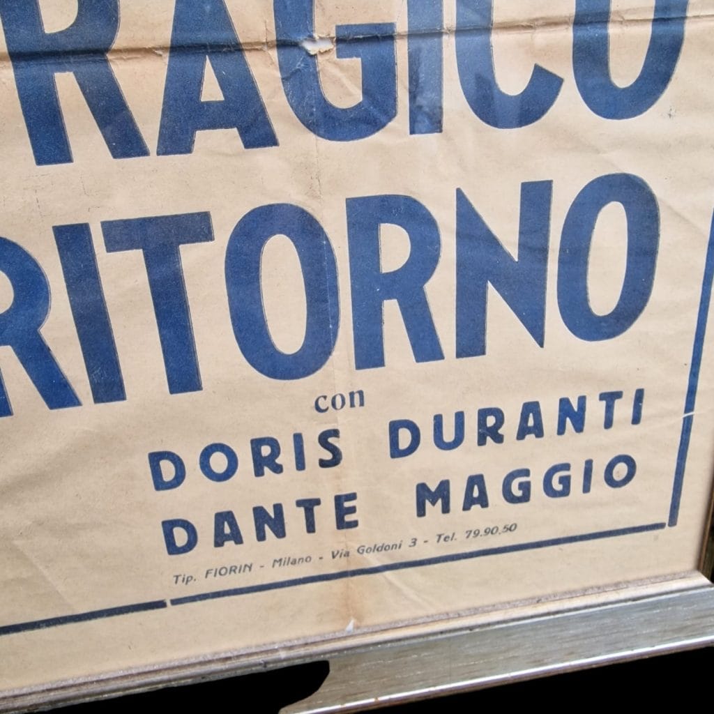 Vecchia locandina incorniciata originale del Cinema Teatro Puccini, epoca fascista