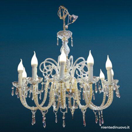 Lampadario in cristallo 12 luci con finitura oro