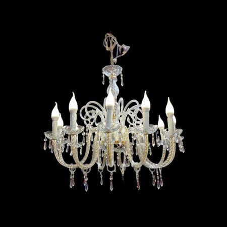 Lampadario in cristallo con finiture oro a 12 luci completo di pendagli originali