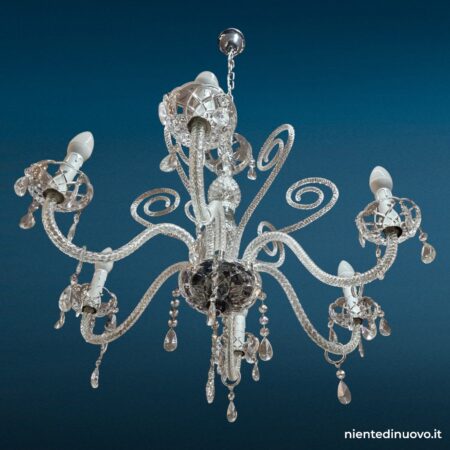 Lampadario cristallo a sei luci stile veneziano