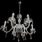 04601.jpg Lampadario cristallo a sei luci veneziano con pendagli a goccia e pastorali