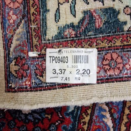 Tappeto persiano Isfahan originale certificato con motivi floreali e vello in buone condizioni