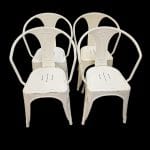 Set di 4 sedie impilabili stampate in metallo industrial con braccioli