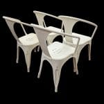 Set di 4 sedie impilabili stampate in metallo industrial con braccioli