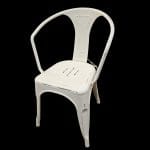 Set di 4 sedie impilabili stampate in metallo industrial con braccioli