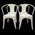 Set di 4 sedie impilabili stampate in metallo industrial con braccioli