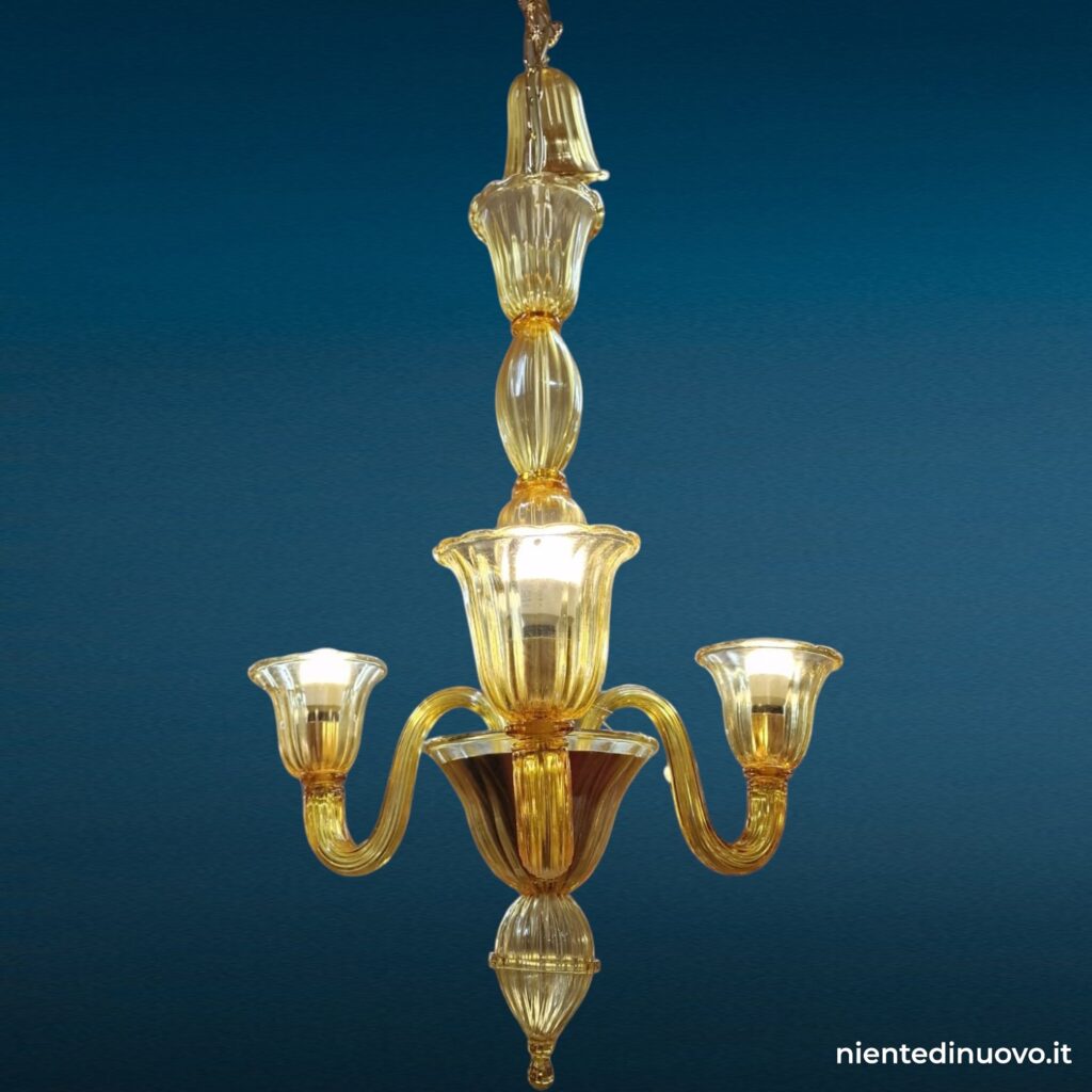40943 Lampadario in vetro di Murano 3 luci ambra